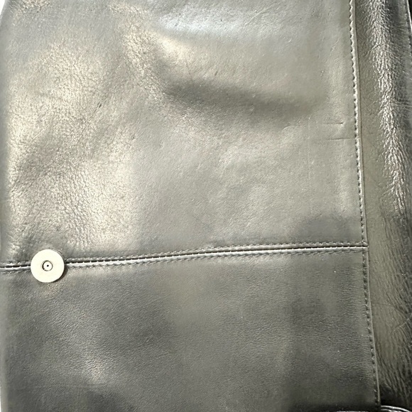 LATICO Black Genuine Leather Tote Bag Handbag Purse Tablet Messenger - Picture 4 of 6